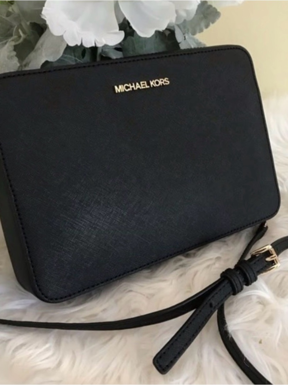 Michael Kors Black Crossbody with Gold Logo